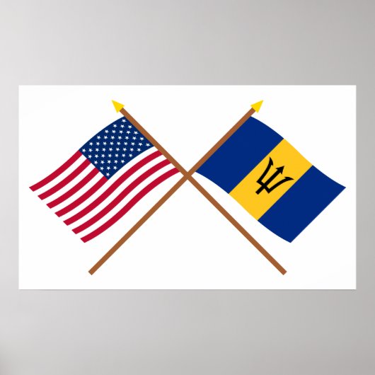Amerikaanse en Barbados gekruiste vlaggen Poster (Voorkant)