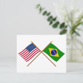 Amerikaanse en Braziliaanse gekruiste vlaggen Briefkaart (Staand voorkant)