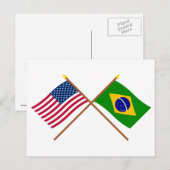Amerikaanse en Braziliaanse gekruiste vlaggen Briefkaart (Voorkant / Achterkant)