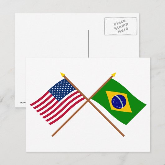 Amerikaanse en Braziliaanse gekruiste vlaggen Briefkaart (Voorkant / Achterkant)
