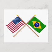 Amerikaanse en Braziliaanse gekruiste vlaggen Briefkaart (Voorkant)