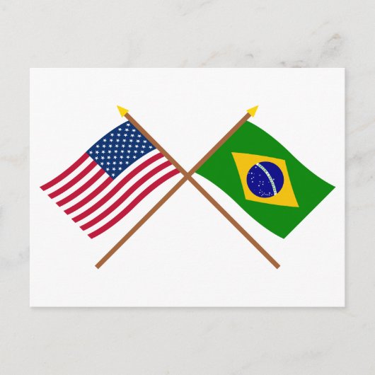Amerikaanse en Braziliaanse gekruiste vlaggen Briefkaart (Voorkant)