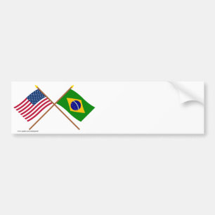 Amerikaanse en Braziliaanse gekruiste vlaggen Bumpersticker