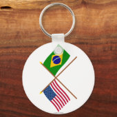 Amerikaanse en Braziliaanse gekruiste vlaggen Sleutelhanger (Voorkant)