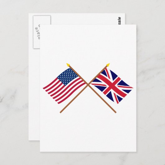 Amerikaanse en Britse Kroatische vlaggen Briefkaart (Voorkant / Achterkant)