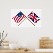 Amerikaanse en Britse Kroatische vlaggen Poster (Keuken)
