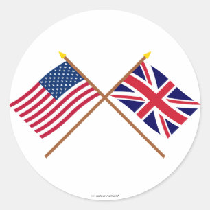 Amerikaanse en Britse Kroatische vlaggen Ronde Sticker