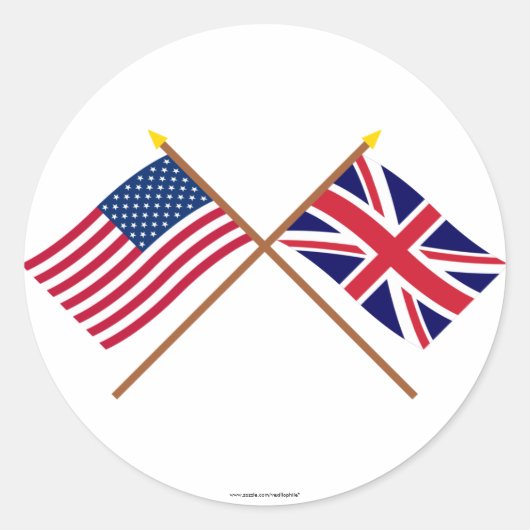 Amerikaanse en Britse Kroatische vlaggen Ronde Sticker (Voorkant)