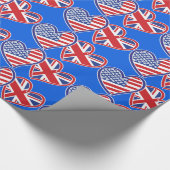 Amerikaanse en Britse patriottische vlaggenharten Cadeaupapier (Hoek)