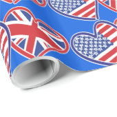 Amerikaanse en Britse patriottische vlaggenharten Cadeaupapier (Rol Hoek)
