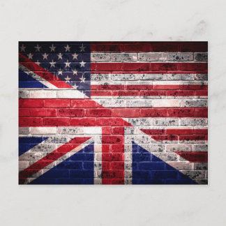 Amerikaanse en Britse vlag. Briefkaart