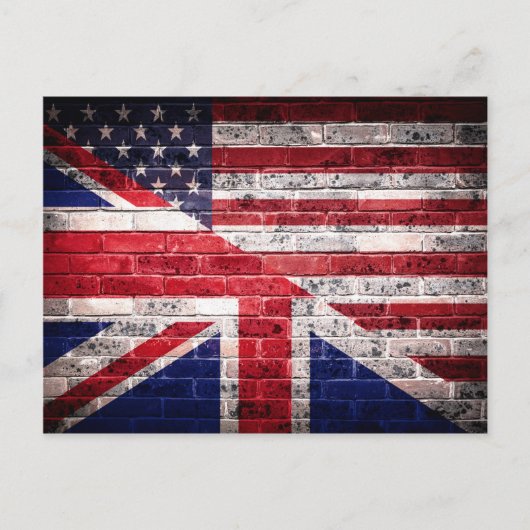 Amerikaanse en Britse vlag. Briefkaart (Voorkant)