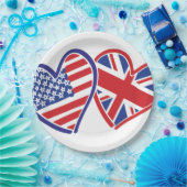 Amerikaanse en Britse vlag Hearts Papieren Bordje (Feest)