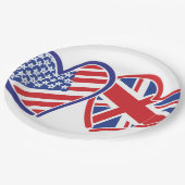 Amerikaanse en Britse vlag Hearts Papieren Bordje (Gekanteld)