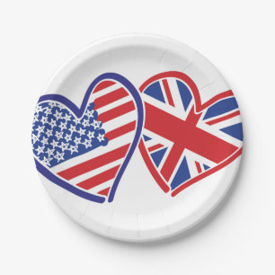Amerikaanse en Britse vlag Papieren Bordje