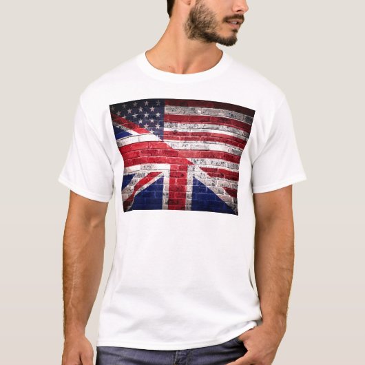 Amerikaanse en Britse vlag. T-shirt (Voorkant)