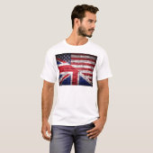 Amerikaanse en Britse vlag. T-shirt (Voorkant volledig)