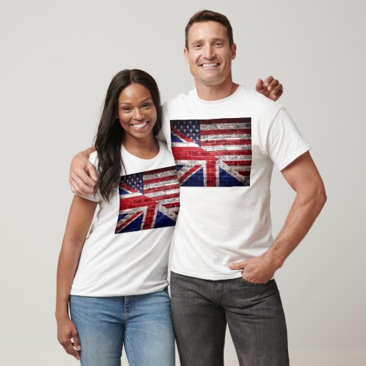 Amerikaanse en Britse vlag. T-shirt (Unisex)