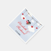 Amerikaanse en Britse vlaggen Harten Bruiloft Servet (Hoek)