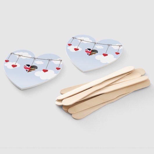 Amerikaanse en Britse vlaggen, Heart Royal Wedding Handwaaier (Niet-gemonteerd)