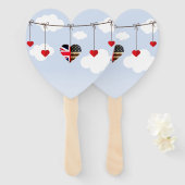 Amerikaanse en Britse vlaggen, Heart Royal Wedding Handwaaier (Voorkant en achterkant)