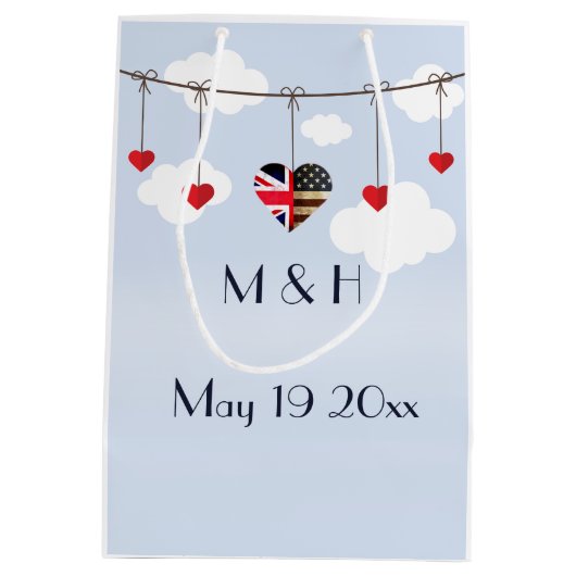 Amerikaanse en Britse vlaggen, Koninklijke bruilof Medium Cadeauzakje (Achterkant)
