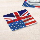 Amerikaanse en Britse vlaggen, Royal Wedding Kartonnen Onderzetters (Schuin)