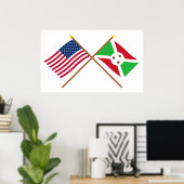 Amerikaanse en Burundi Crossed Flags Poster (Thuiskantoor)