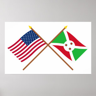 Amerikaanse en Burundi Crossed Flags Poster