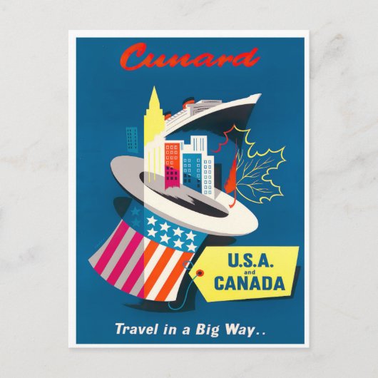 Amerikaanse en Canadese briefkaart van vintage (Voorkant)