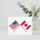 Amerikaanse en Canadese gekruiste vlaggen Briefkaart (Staand voorkant)