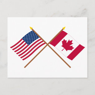 Amerikaanse en Canadese gekruiste vlaggen Briefkaart