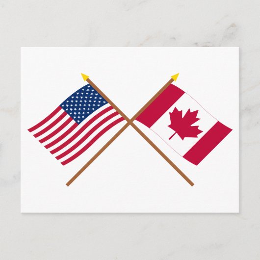Amerikaanse en Canadese gekruiste vlaggen Briefkaart (Voorkant)