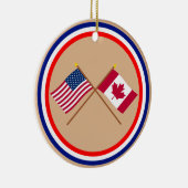 Amerikaanse en Canadese gekruiste vlaggen Keramisch Ornament (Rechts)