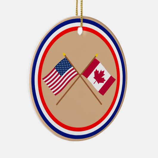 Amerikaanse en Canadese gekruiste vlaggen Keramisch Ornament (Rechts)