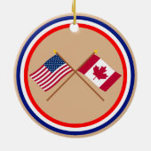 Amerikaanse en Canadese gekruiste vlaggen Keramisch Ornament (Achterkant)