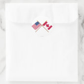 Amerikaanse en Canadese gekruiste vlaggen Ronde Sticker (Tas)