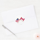 Amerikaanse en Canadese gekruiste vlaggen Ronde Sticker (Envelop)