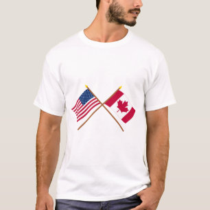 Amerikaanse en Canadese gekruiste vlaggen T-shirt