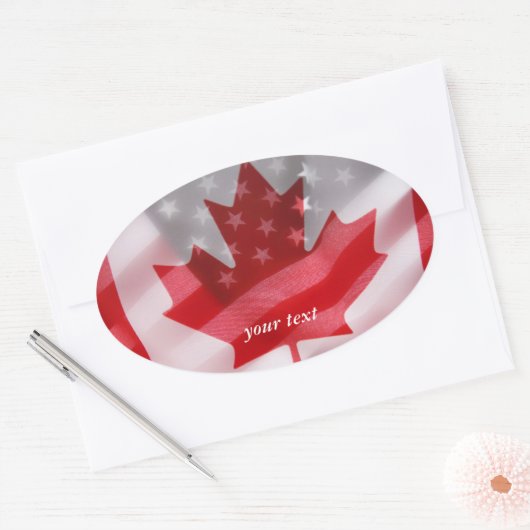 Amerikaanse en Canadese vlaggen Ovale Sticker (Envelop)