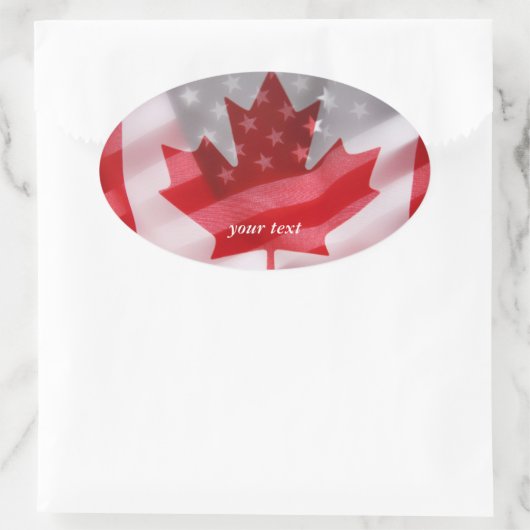 Amerikaanse en Canadese vlaggen Ovale Sticker (Tas)