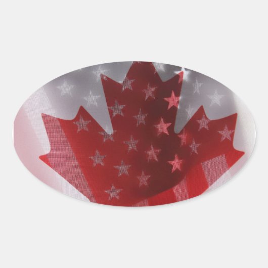 Amerikaanse en Canadese vlaggen ovale stickers (Voorkant)