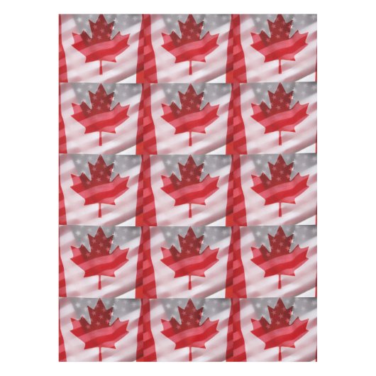 Amerikaanse en Canadese vlaggen Tafelkleed (Voorkant)