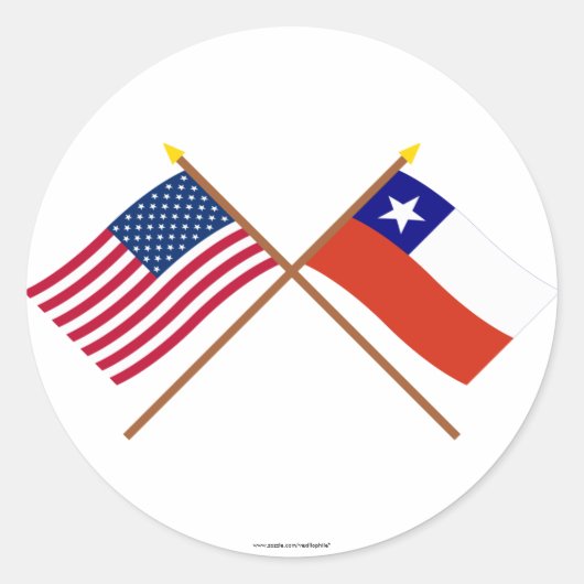 Amerikaanse en Chileense gekruiste vlaggen Ronde Sticker (Voorkant)