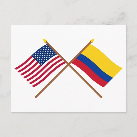 Amerikaanse en Colombiaanse gekruiste vlaggen Briefkaart (Voorkant)