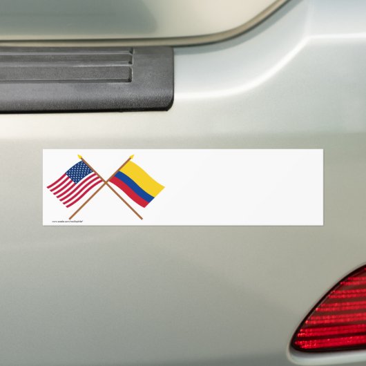 Amerikaanse en Colombiaanse gekruiste vlaggen Bumpersticker (Op auto)