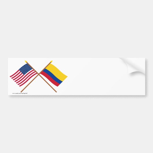 Amerikaanse en Colombiaanse gekruiste vlaggen Bumpersticker (Voorkant)