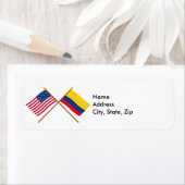 Amerikaanse en Colombiaanse gekruiste vlaggen Etiket (Insitu)