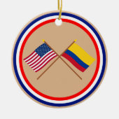 Amerikaanse en Colombiaanse gekruiste vlaggen Keramisch Ornament (Voorkant)