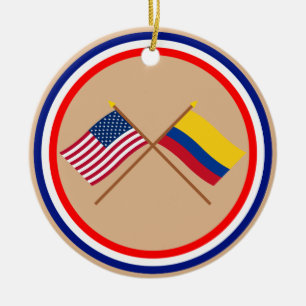 Amerikaanse en Colombiaanse gekruiste vlaggen Keramisch Ornament